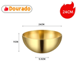 Tigela Bowl Aço Inox Dourado/Prata 24CM/20CM Bacia Multiuso Cozinha Utensílio De Cozinha